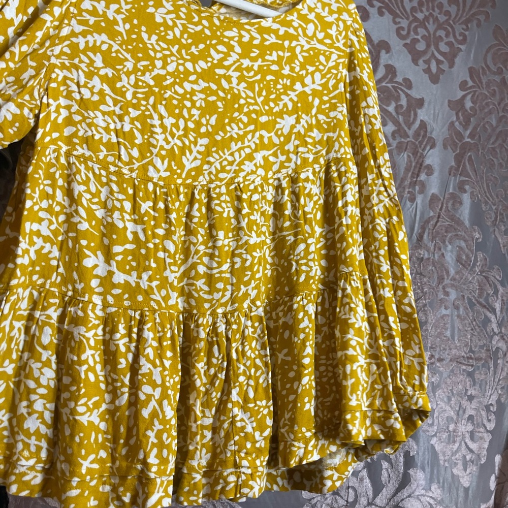 Yellow and White Floral Blouse